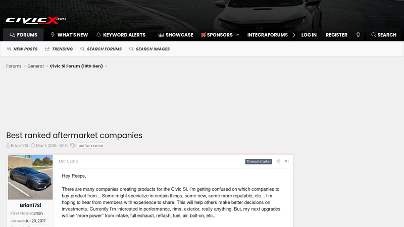 ranked aftermarket companies honda civic auto parts