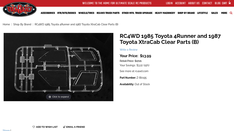 RC4WD 1985 Toyota 4Runner and 1987 Toyota XtraCab Clear Part 1985 toyota truck parts