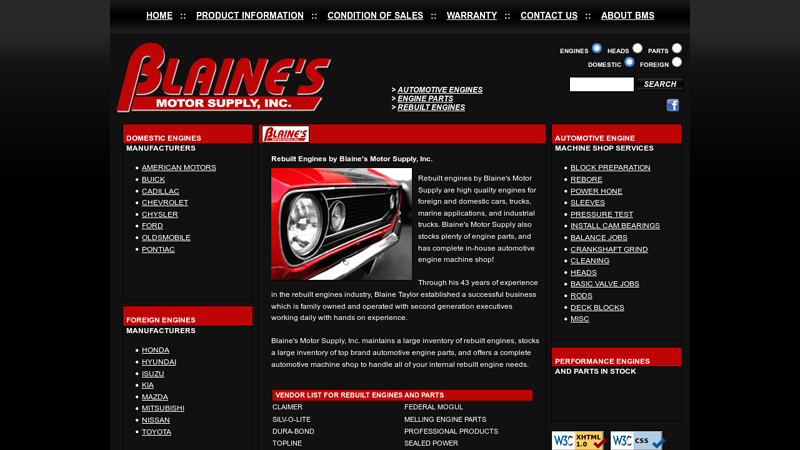 Rebuilt Engines, Automotive Engines, Engine Parts by Blaine's ... motor rebuild parts