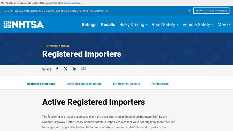 Registered Importers all import auto parts
