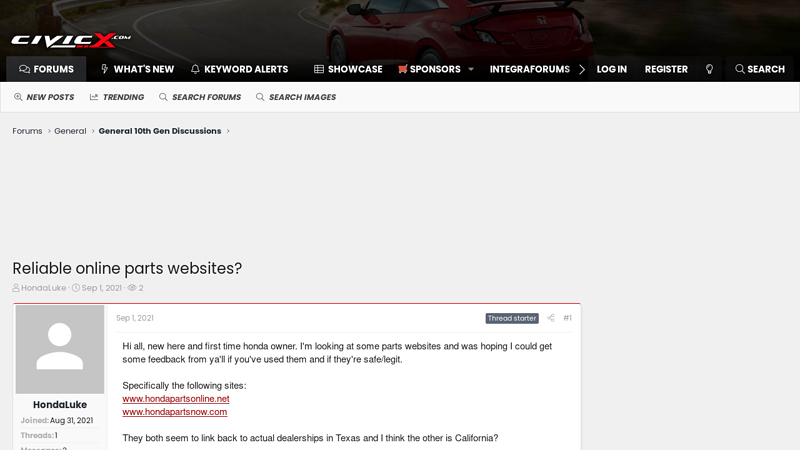 Reliable online parts websites? honda parts online