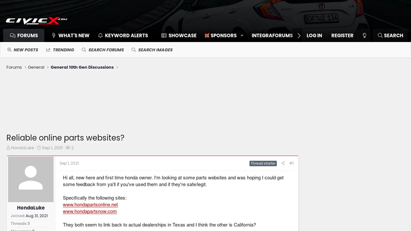 Reliable online parts websites? order honda parts online