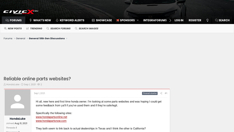 Reliable online parts websites? honda car parts online