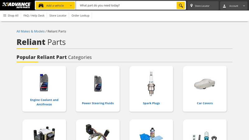 Reliant Parts Catalog advance auto parts conyers