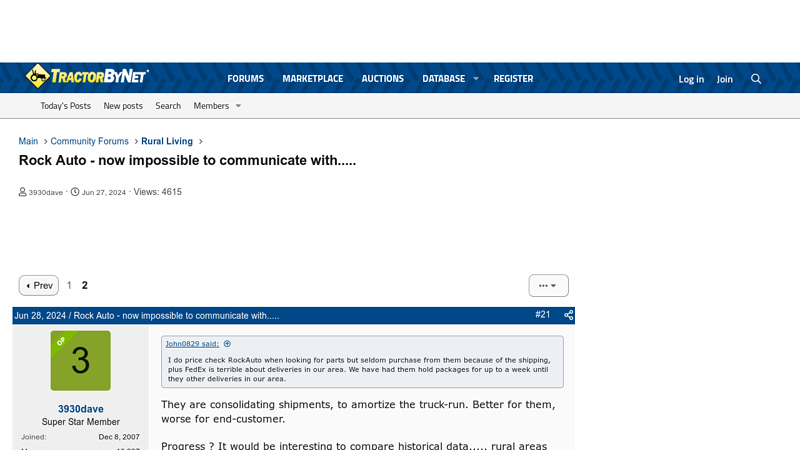 Rock Auto - now impossible to communicate with..... rockauto tractor parts