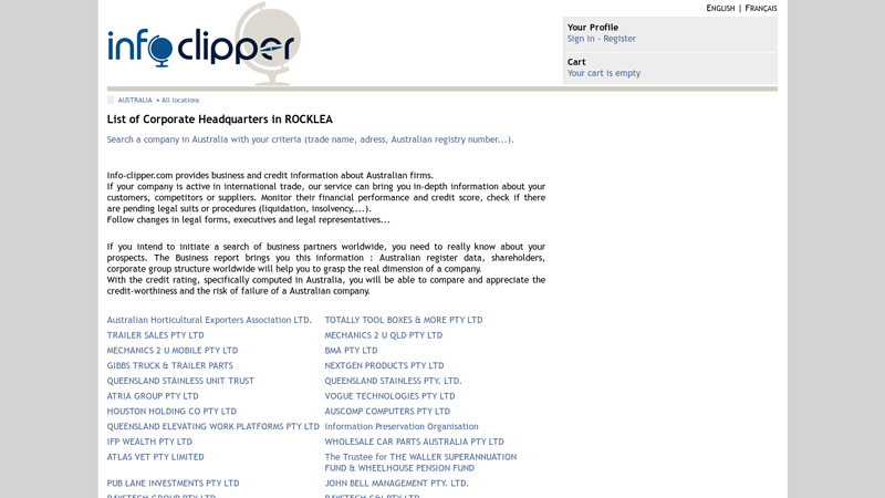 ROCKLEA, Australia, List of Companies rocklea car parts