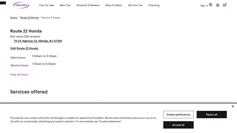 Route 22 Honda Service and Repair honda parts hillside nj