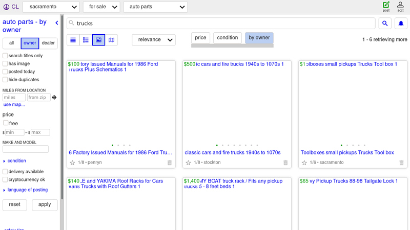 sacramento auto parts for sale by owner 