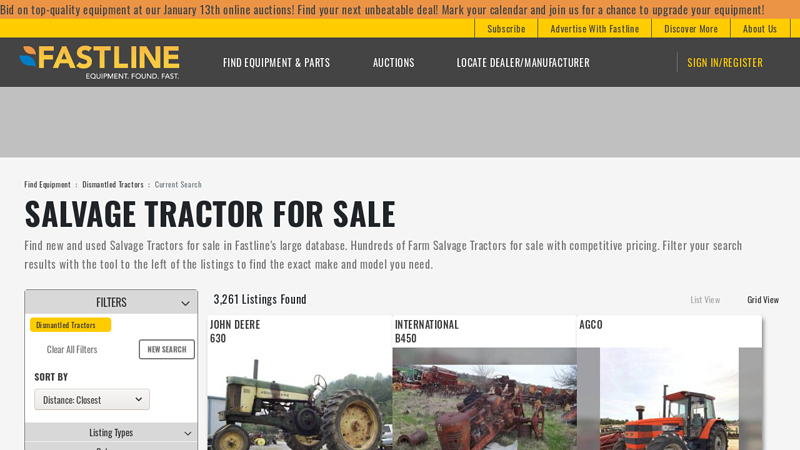 Salvage Tractor for Sale downing tractor parts