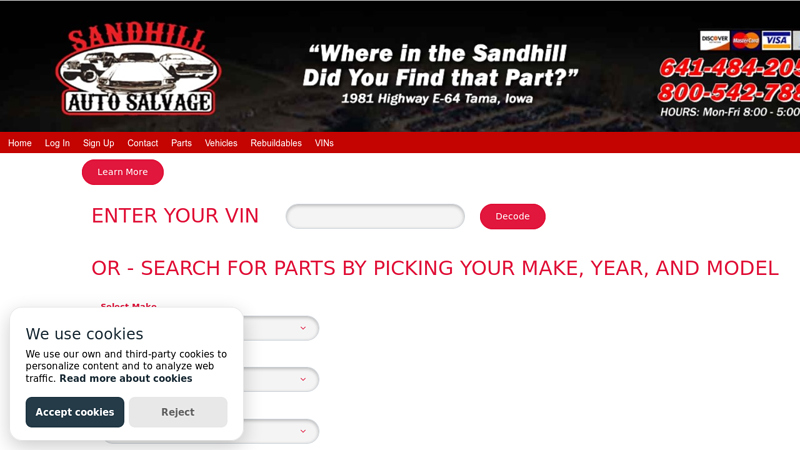 Sandhill Auto Salvage waterbury used auto parts