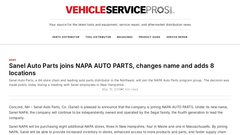 Sanel Auto Parts joins NAPA AUTO PARTS, changes name and ... sanel auto parts concord nh