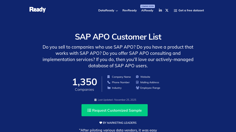 SAP APO Customer List apo auto part