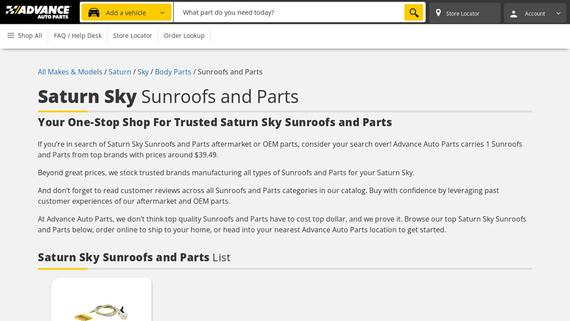 Saturn Sky Sunroofs and Parts saturn sky auto parts