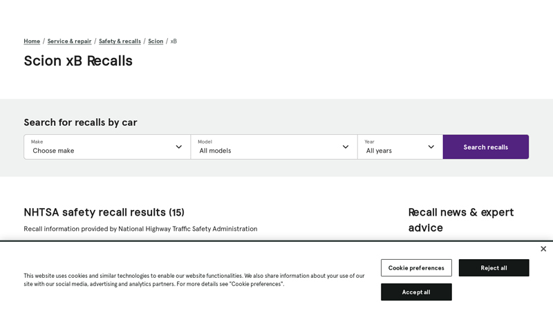 Scion xB Recalls 2010 toyota sequoia part no. 2010xb