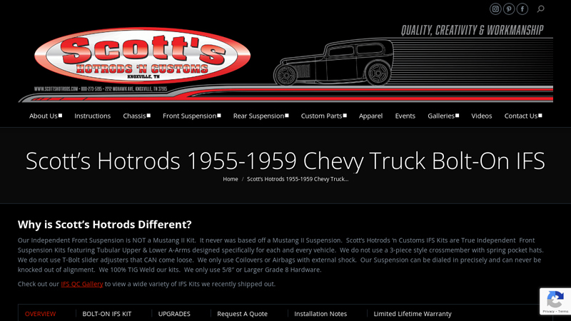 Scott's Hotrods 1955 56 chevy truck parts