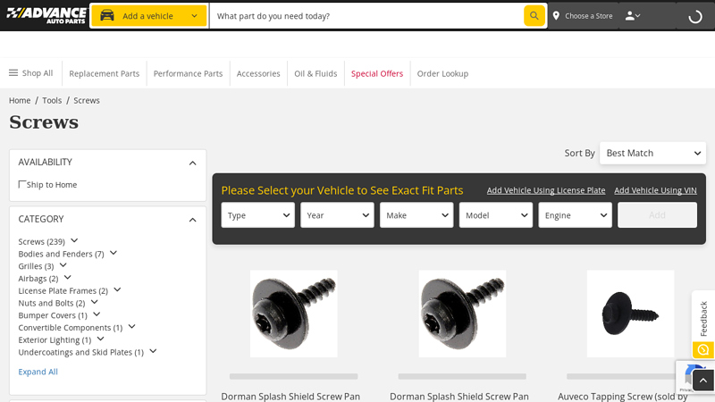 Screws advance auto parts toledo