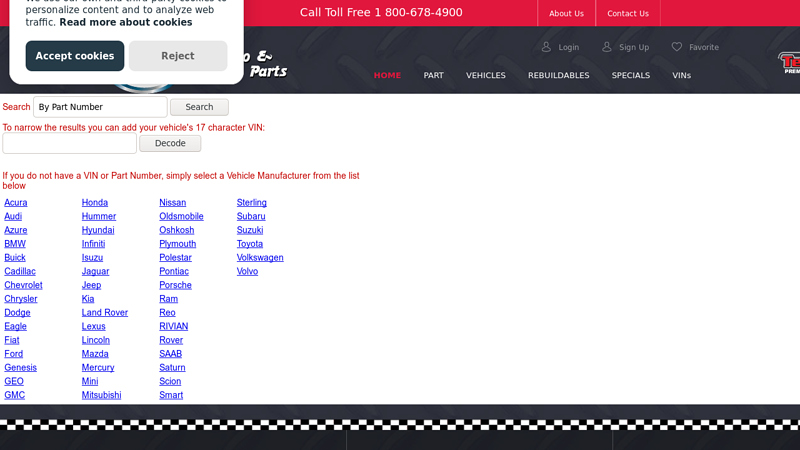 Search by OE Number, Your VIN, or Select Vehicle Make j&c auto parts