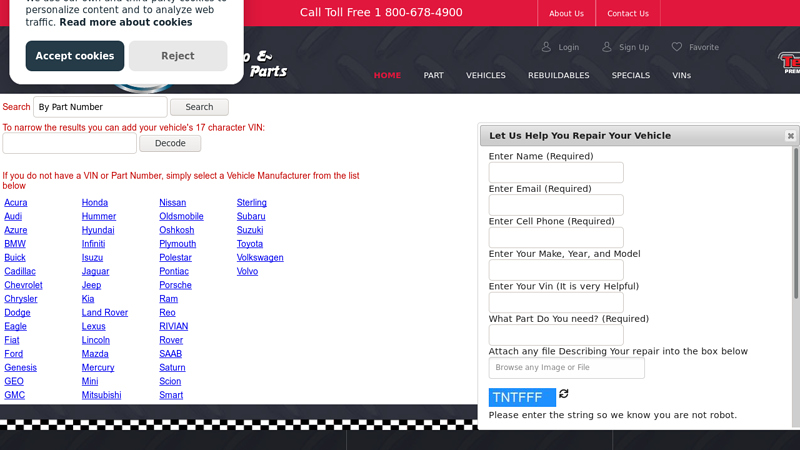 Search by OE Number, Your VIN, or Select Vehicle Make j c auto parts