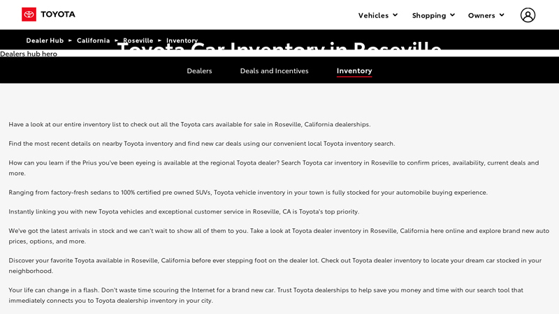 Search Local Toyota Car Inventory in Roseville roseville toyota parts department