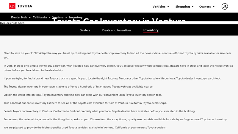 Search Local Toyota Car Inventory in Ventura ventura toyota service & parts reviews