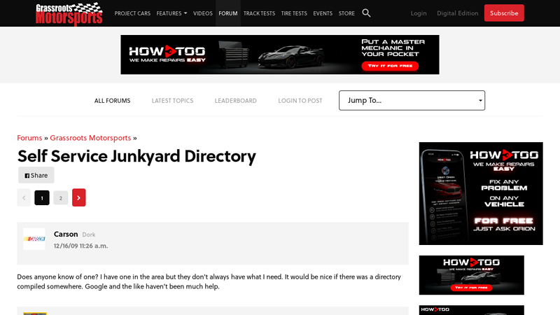 Self Service Junkyard Directory used auto parts salvage yards