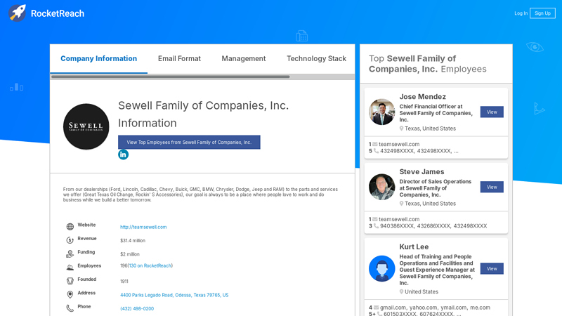 Sewell Family of Companies, Inc. Information ford odessa tx parts