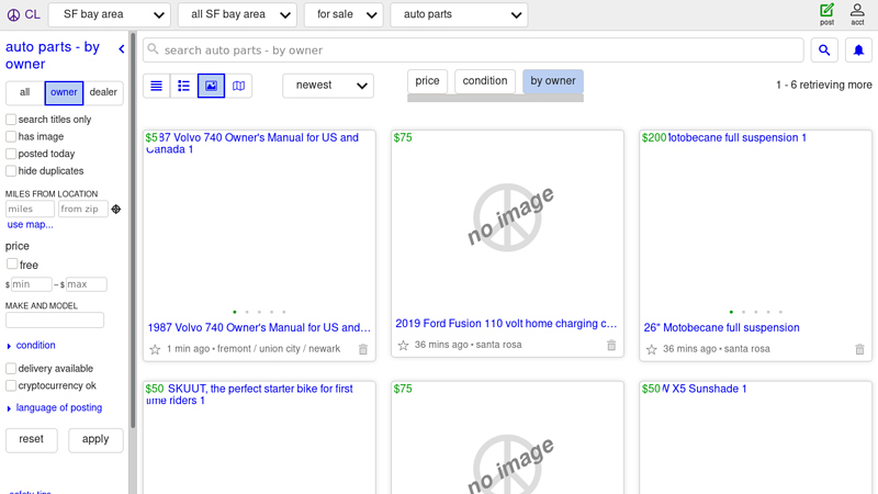 SF bay area auto parts for sale by owner craigslist cars parts by owner
