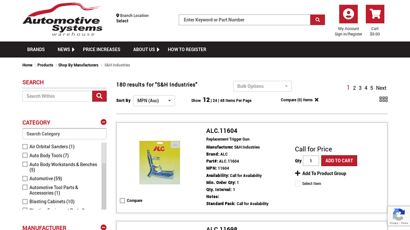 S&H Industries s&h auto parts