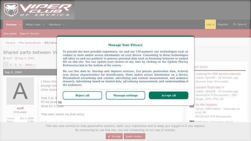Shared parts between Vipers and other brands. dodge viper car parts
