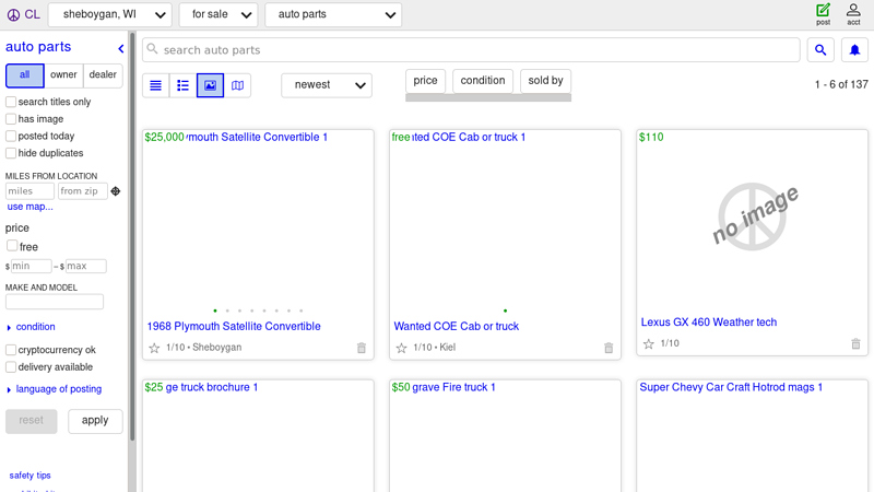 sheboygan, WI auto parts for sale craigslist car parts for sale