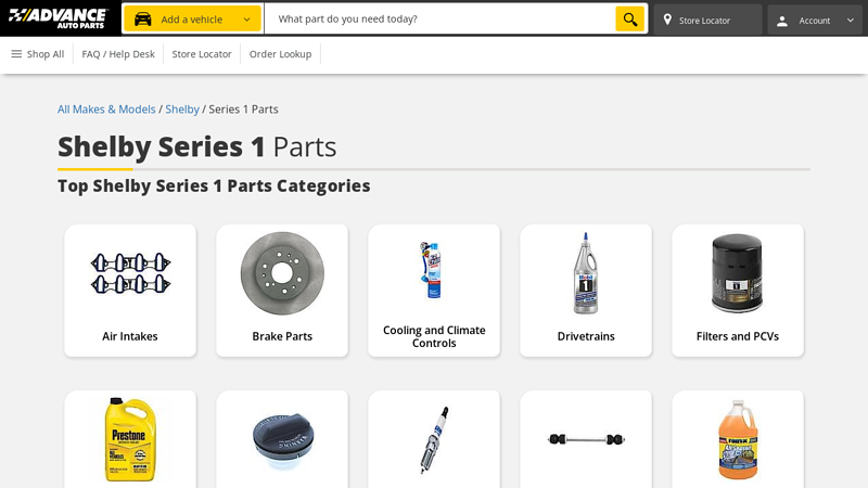 Shelby Series 1 auto parts of shelby