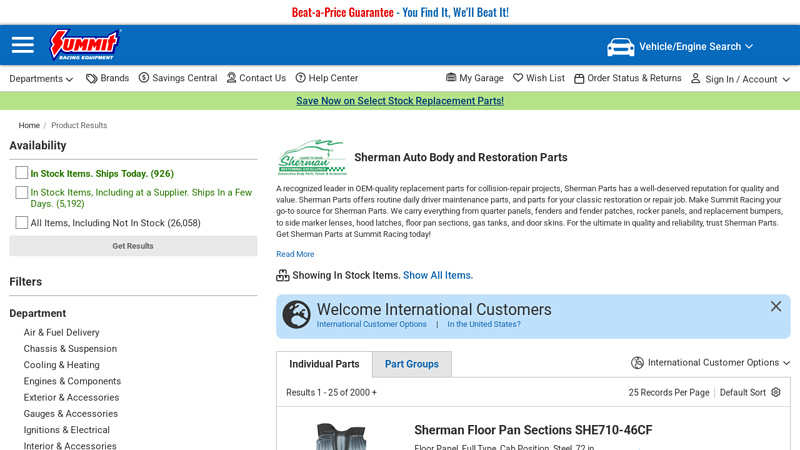 Sherman Auto Body and Restoration Parts at Summit Racing sherman car parts