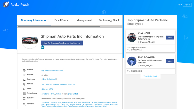 Shipman Auto Parts Inc Information napa auto parts brainerd minnesota