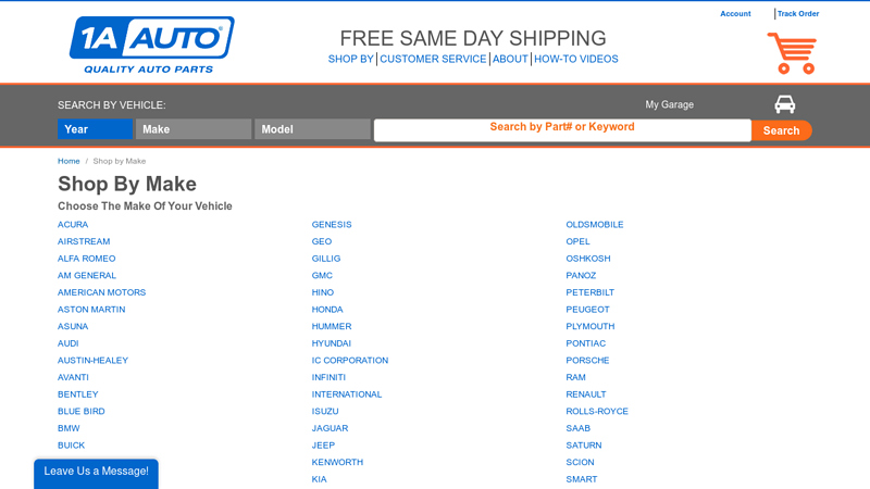 Shop by Make a 1 auto parts inc