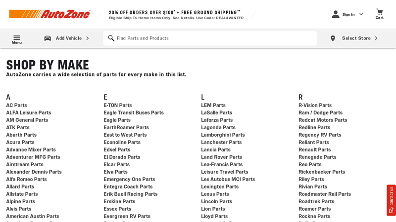 Shop by Vehicle Make at AutoZone autozone auto parts austin