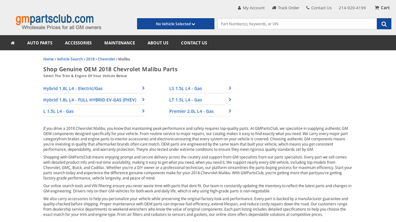 Shop Genuine OEM 2018 Chevrolet Malibu Parts chevy malibu auto parts