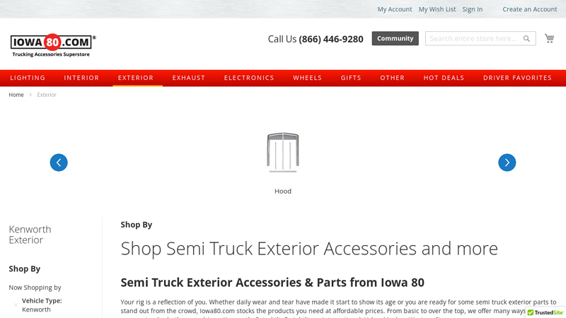 Shop Kenworth Exterior Accessories at Iowa 80 aftermarket kenworth truck parts