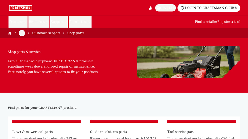 Shop parts sears yard tractor parts