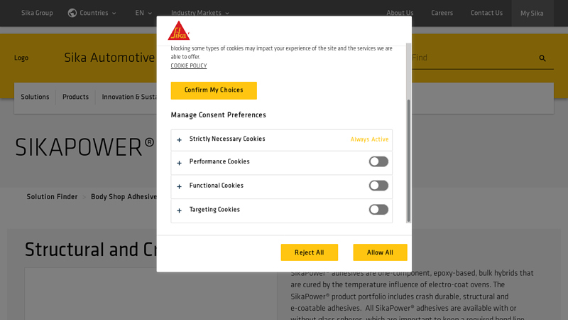 SikaPower glue for plastic car parts