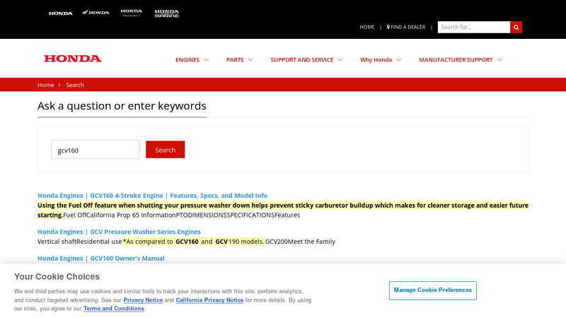 Small Engine Models, Manuals, Parts, & Resources gcv160 honda parts