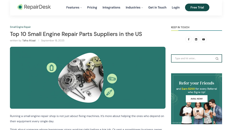Small Engine Repair Parts Suppliers in the US motor rebuild parts