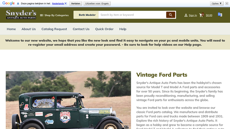 Snyder's Antique Auto Parts model a ford parts