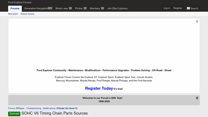 Solved - SOHC V6 Timing Chain Parts Sources ford explorer auto parts