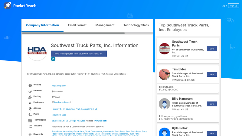 Southwest Truck Parts, Inc. Information southwest truck parts inc