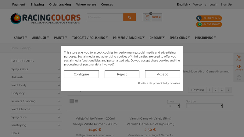 Spanish manufacturer of acrylic paints in water base with brands ... auto parts vallejo