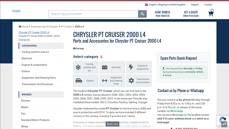 Spare Parts Chrysler PT Cruiser 2000 L4 pt cruiser auto parts