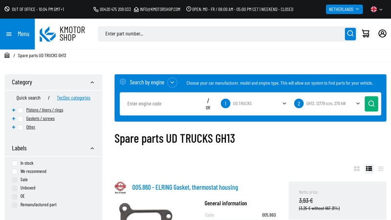Spare parts UD TRUCKS GH13 nissan ud truck parts