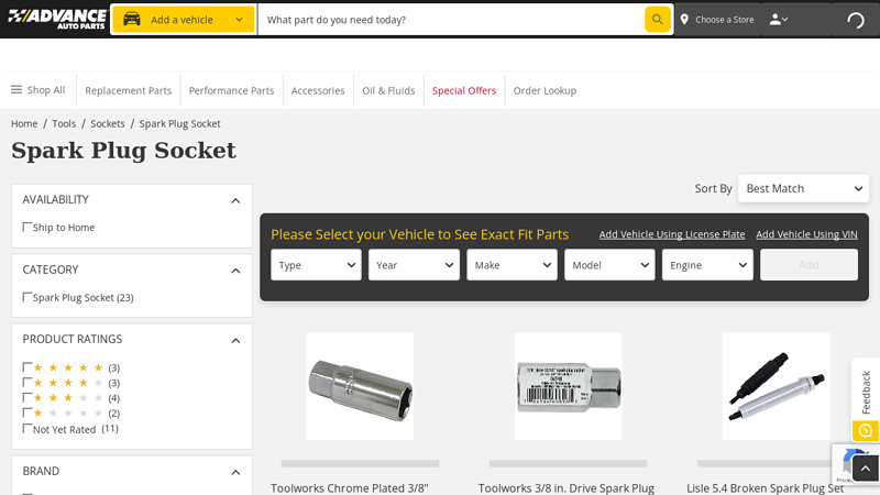 Spark Plug Socket advance auto parts horseheads