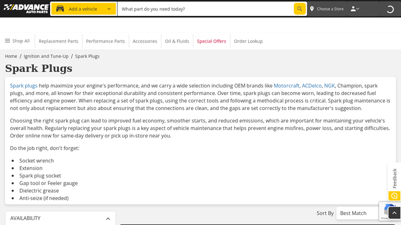 Spark Plugs advance auto parts leitchfield