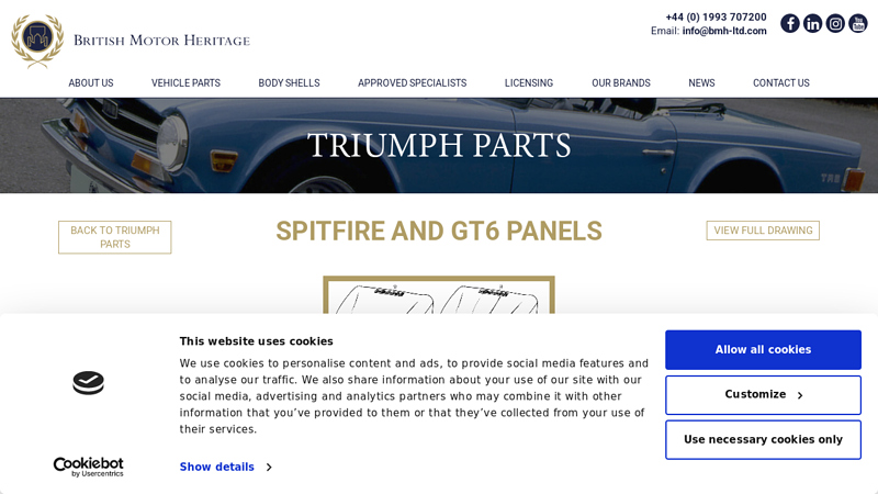 Spitfire and GT6 Panels triumph spitfire parts car